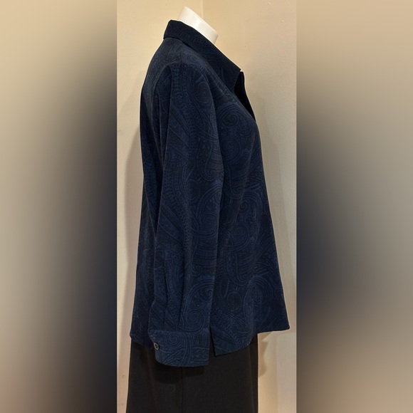 Haggar Vintage Blue & Black Paisley Button Down Collard Shirt Sz 12. Lined. - Picture 6 of 14